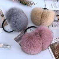 Fox Fur Earmuff ผู้หญิงฤดูหนาวขนสัตว์ป้องกันหู Antifreeze Earmuffs ฤดูหนาวหูอุ่นหู