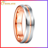 BONLAVIE 6mm Matte Blue Rose Gold Groove Men Tungsten Rings Tungsten Carbide Engagement Rings Bijoux de Luxe Comfort Fit