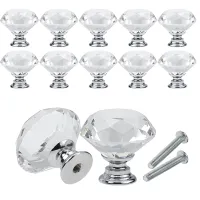 10Pcs/Set 30mm Diamond Shape Crystal Cabinet Pulls Cupboard Drawer knob Kitchen Cabinet Door Wardrobe Handles Furniture Hardware