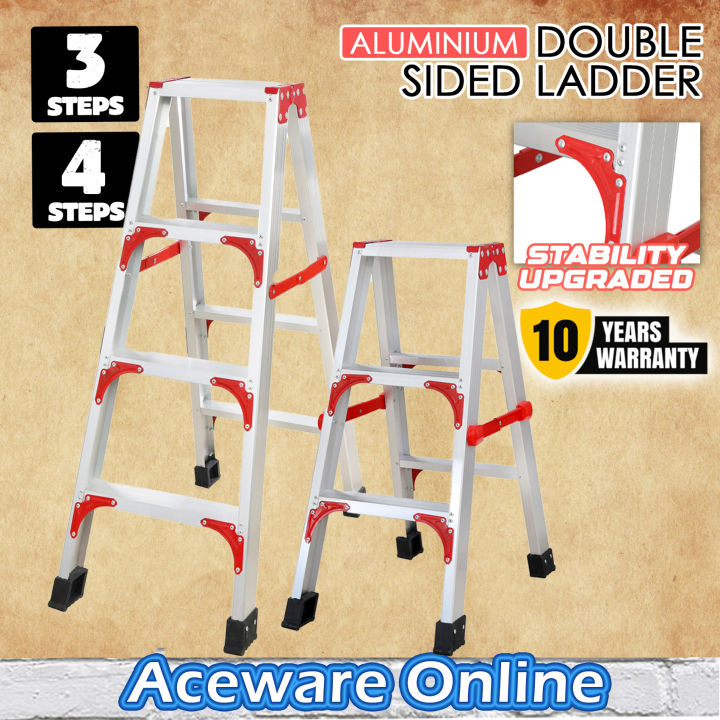 3 4 Step Ladderman Heavy Duty Aluminium Double Sided Ladder Multi Purpose Ladder Foldable Tangga