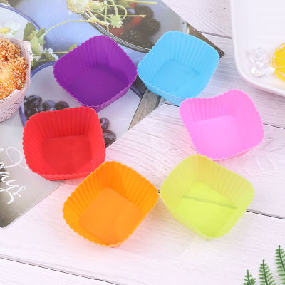 UNI 1/6Pcs 7cm Square Shaped Jelly Pudding Mold Muffin Cake Cup Silicone Molds ตกแต่งคริสต์มาส