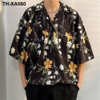 retro Kong style flower mens thin section ins top Hawaiian short-sleeved vintage