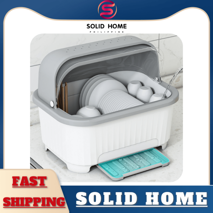 SOLIDHOME Dish Rack with Cover Kitchen Dish drainer rack organizer