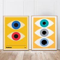 Modern Artwork ภาพวาด Bauhaus บทคัดย่อ Eyes สีเหลืองภาพวาดโปสเตอร์พิมพ์ภาพผนังผ้าใบสำหรับห้องนั่งเล่น Home Decor