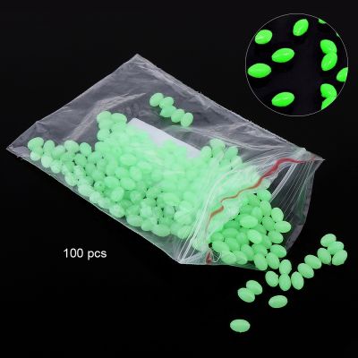 ❈◄☸ 100pcs Oval Night Luminous Fishing Beads Glowing Sea Fishing Lure Bait Floating Beads Fishing Tackles Tools For Rig 5mm 8mm