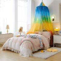 【LZ】☾  Childrens Mosquito Net Printing Rainbow Childrens Canopy Bed Valance Curtain Household Dome Shading Tent Free Installation