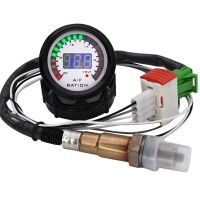 Black white 2 In 1 Air Fuel Ratio Gauge Voltmeter 12V 52Mm Digital Car AFR Volt Meter Indicator Voltage Gauge With O2 Oxygen Sensor