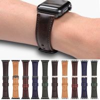 For Apple Watch series 7 6 se 5 4 3 2 1 Leather Strap Crazy Horse Leather Band for Apple watch 38mm 40mm 44 42