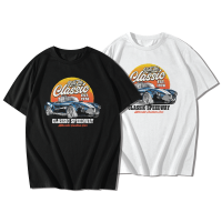 เสื้อยืด "Vintage Custom Car" เสื้อยืดคอกลม เสื้อยืดแขนสั้น Cotton 100% _สีดำ