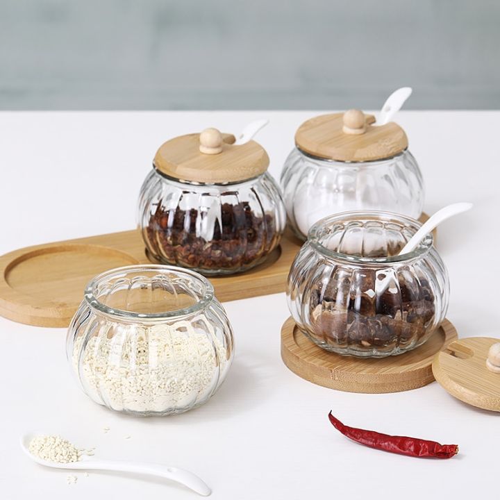3-pcs-set-glass-storage-jar-salt-candy-cookies-tea-coffee-beans-organizer-bottle-wood-lid-container-spices-food-cereal-tapestries-hangings