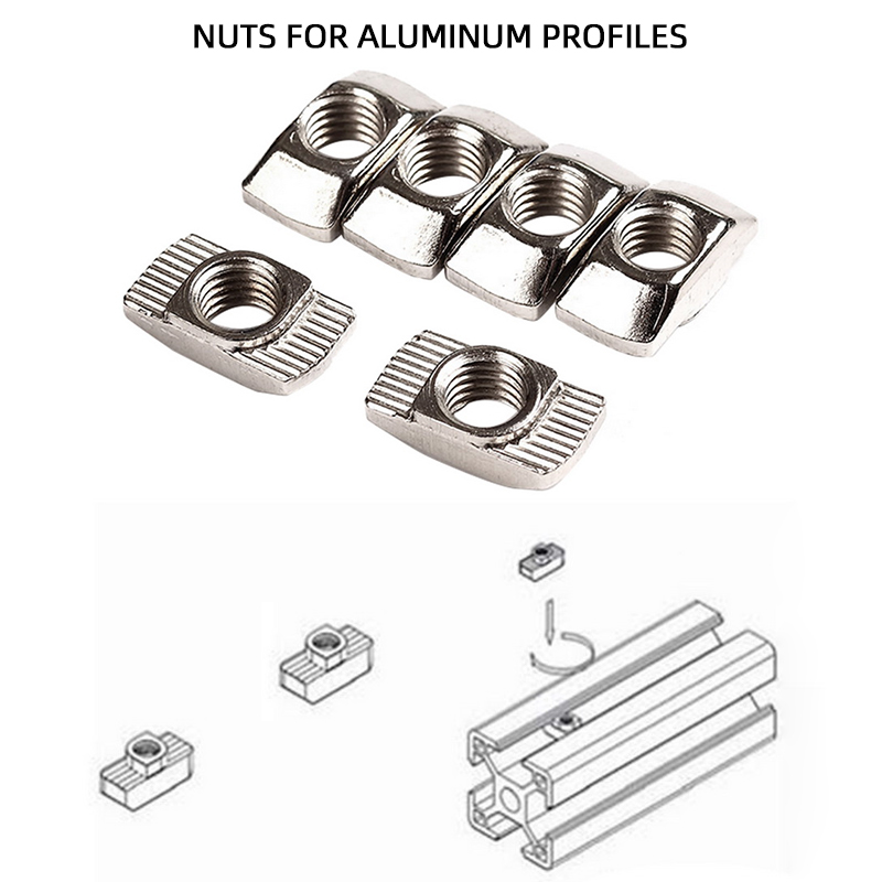 M3/4/5 Nickel Plated Tee Nut Hammer Head Attach Nut for Aluminum 2020 Series G 