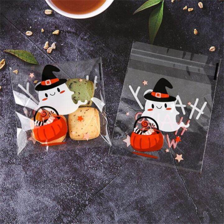 100pcs-new-halloween-cookie-packaging-bag-pumpkin-party-phantom-candy-packaging-baked-self-adhesive-bag-gift-wrapping-bags