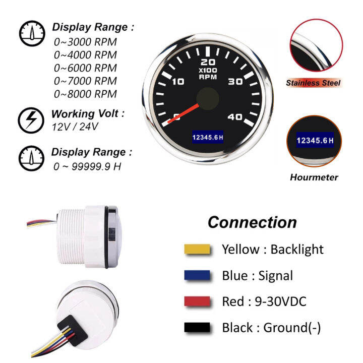 3000-8000-rpm-52mm-2-ตัวชี้วัดเครื่องวัดความเร็วพร้อมไฟพื้นหลังสีแดงสำหรับรถยนต์เรือยนต์เรือยอชท์-rv-12-24v