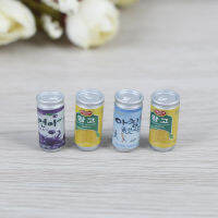 ❤️WT 4pcs 1:12 dollhouse Miniature drink cans Fou ตุ๊กตาบ้านครัวตกแต่ง