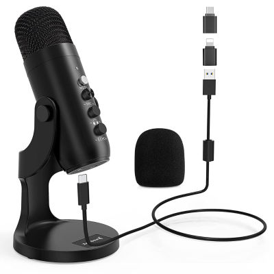 ZealSound USB Microphone,Condenser Computer PC Mic,Plug&amp;Play Gaming Microphones for PS 4&amp;5.Headphone Output&amp;Volume Control,Mic Gain Control,Mute Button for Vocal,YouTube Podcast on Mac&amp;Windows(Black)