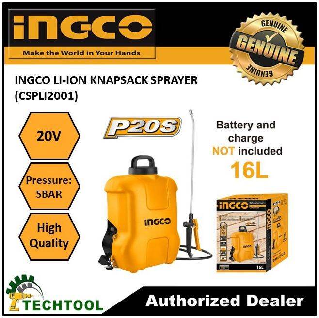 INGCO LI-ION CORDLESS BATTERY KNAPSACK SPRAYER 16L 2OV (CSPLI2001 ...