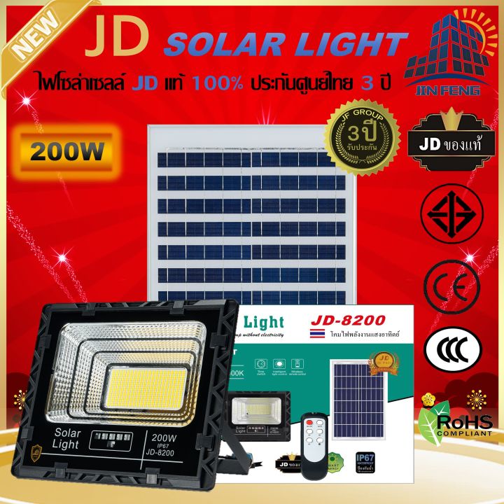 jd-solar-lights-ไฟโซล่าเซลล์-200w-โคมไฟโซล่าเซล-286-smd-พร้อมรีโมท-รับประกัน-3ปี-หลอดไฟโซล่าเซล-jd-ไฟสนามโซล่าเซล-สปอตไลท์-solar-cell-jd-8200-ไฟแสงอาทิตย์