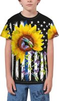 Sunflower Flag T- Shirt Short Novelty for Boys and Girl