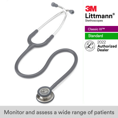 3M Littmann Classic III Stethoscope, 27 inch, #5621 (Gray Tube, Standard-Finish Chestpiece, Stainless Stem &amp; Eartubes)