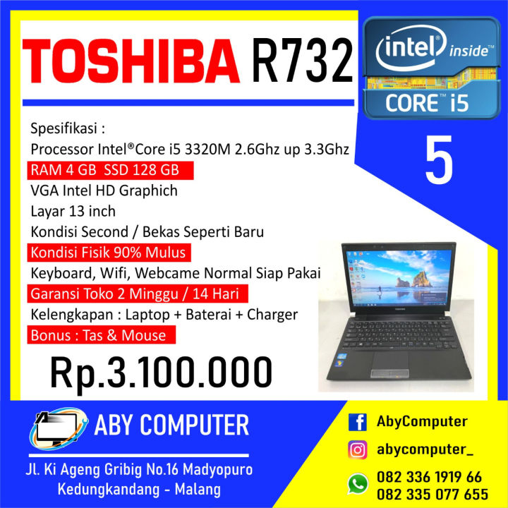 LAPTOP TOSHIBA DYNABOOK R732 Core i5 RAM 8 GB HDD 320 GB | Lazada