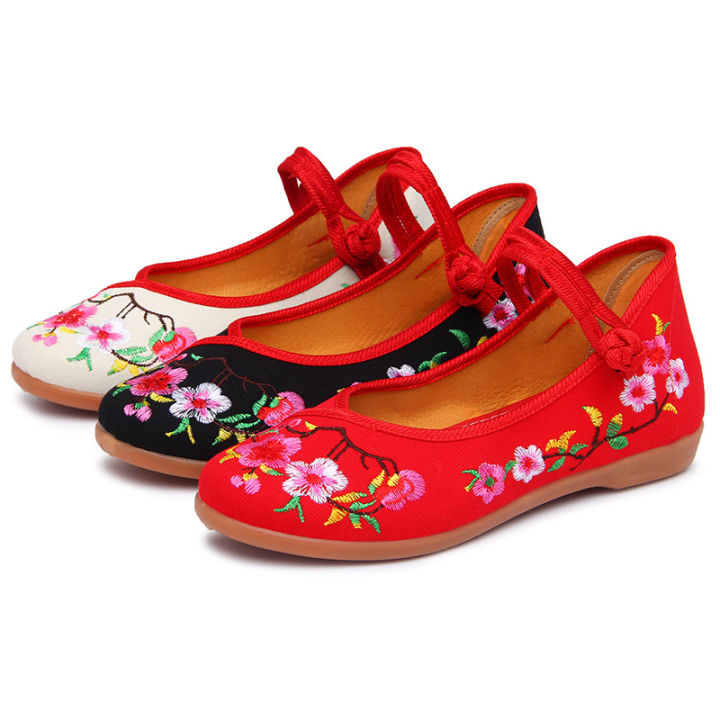 hot-ขายส่งสุภาพสตรีรองเท้าผ้าปักกิ่งเก่ารองเท้าผู้หญิงรองเท้าปัก-hanfu-รองเท้าชั้นเดียวส้นแบนรองเท้าแม่วัยกลางคนและผู้สูงอายุ