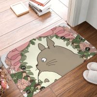 Totoro อะนิเมะไม่ลื่นม่านประตูใบไม้ดอกไม้พรมต้อนรับที่นอนอาบน้ำตกแต่งลวดลายบ้าน