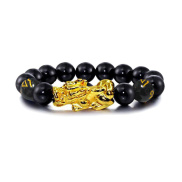 Vietnam pure sand golden bracelet men s style obsidian solid golden