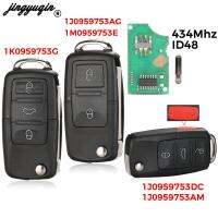 Jingbuluin 234ปุ่ม315434MHz พับรถ REMOTE Key id48สำหรับ VW สำหรับที่นั่ง Altea Ibiza Leon Toledo T5 1 J0959753AG 1K0959753G