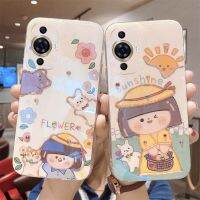 สำหรับ Huawei Nova 11 Pro เคสพลอยเทียมสีฟ้าอ่อนกันการป้องกันการกระแทกซิลิโคนนิ่มลายดอกทานตะวันสำหรับผู้หญิง Huawei Nova 11 Pro ฝาหลัง