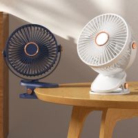 【YF】 1200mAH Portable Desktop Fan Mute with Clip Small Desk Table Light 6Inch Rechargeable for Bedroom Office