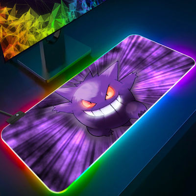 Pokemon Cute Gengar RGB Pc Gamer Keyboard Mouse Pad Mousepad LED Glowing Mouse Mats Rubber Gaming Computer Mausepad