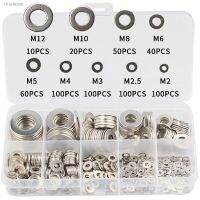 ☁◙ 580pcs M2/M2.5/M3/M4/M5/M6/M8/M10/M12 Stainless Steel Washer Plain Washer Kit Screw Fastener Hardware Assortment Accessories