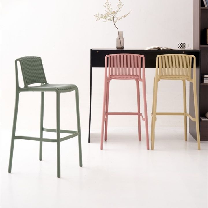 เก้าอี้บาร์เรียบง่าย-เก้าอี้บาร์พลาสติกหรูหราเบา-เก้าอี้สตูลสูงซ้อนกันได้-เก้าอี้สตูล-เก้าอี้กลางแจ้ง