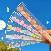 15Cm Cute Kawaii Study Time Cartoon Ruler Multifunction Diy Drawing Plastic Rulers for Kids Student Office School Stationery