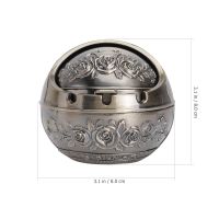 hot！【DT】ஐ  Spherical Ashtray Windproof Car Lid Globe Ashtrays Gray MetalTH