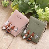 2022 Vintage Wallets Cartoon Animal Fox Candy Colored Girls Coin Bags Women Key Wallets Children Cute Cartoon Mini Coin Purse