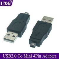 Usb 2.0เพื่อ4pin อะแดปเตอร์สายชาร์จข้อมูล Mini 4P ไปยังหัวต่อตัวผู้สล็อตคู่ Colokan Sambungan ข้อมูล