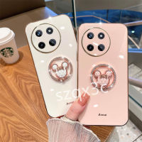 เคสโทรศัพท์สำหรับ Realme11 11NFC 4G C51 Realme C53 NFC 4G Realme 11 Pro + Pro 5G 2023แฟชั่นใหม่เคสโทรศัพท์ชุบโลหะด้วยไฟฟ้าขอบตรงเคสนิ่มพร้อมห่วงหมีน่ารักตัวยึดตัวจับฝาครอบป้องกัน TPU