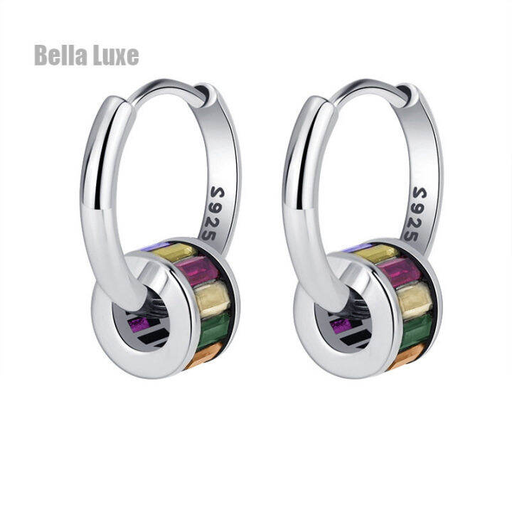 S925สเตอร์ลิงสีเงินไล่ระดับสีต่างหูหญิงใหม่ | Lazada.co.th