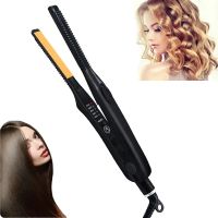 【LZ】☏  Alisador de cabelo cerâmico com display LED mini encrespador ferro liso estreito mais fino 2 em 1 barba curta