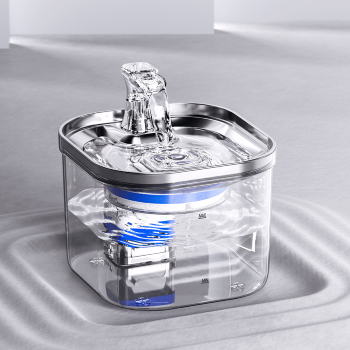 Cat Water Fountain, 2L 304 Stainless Steel Cats Fountain Water Bowl