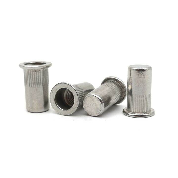 SUS304 Flat head rivet nut Sealed Vertical stripes body close end M3 M4