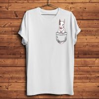 Cute Bull Terrier Dog Puppy In Pocket Funny Tshirt Men White Cool T