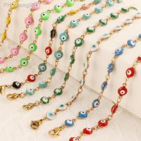 316L Stainless Steel Necklace Gold Color Colorful Evil Eye Chain Necklace Enamel Eye Necklaces For Women Choker Jewelry Gift