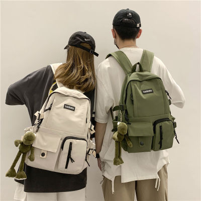 TOP☆Large-capacity Backpack for Boys Girls High School Student Casual Bag with Frog Pendant Unisex Korean Style Mens Bag pack Laptop bag Travel bag