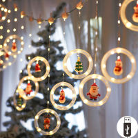 Christmas LED String Lights, Christmas Window Lights Novelty Xmas Hanging Lights with USB Merry Christmas Curtain String Lights