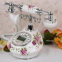 4 Corded Ceramics Button Dial Retro Fixed Telephone Hands-Free Caller ID Fashioned Classical Electronic Bell Landline Phone A07