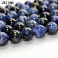 Meihan Natural 6mm 8mm 10mm blue sodalite smooth loose stone beads for jewelry making design or gift