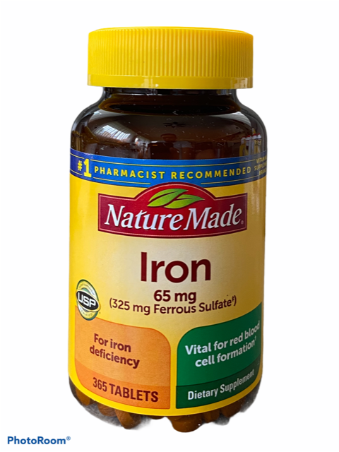 Nature Made IRON 65mg, 365Tablets, 325mg Ferrous Sulfate, Exp.07/2025 ...