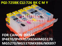 PGI-725 CLI726 refillable ink cartridge for canon PIXMA IP4870 IP4970 IX6560 MG5170 MG5270 MG5370 MX886 MX897 auto reset chip